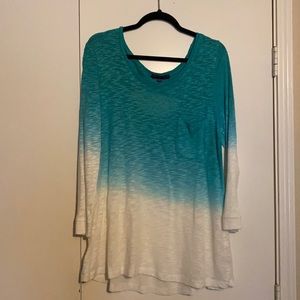 Ombré turquoise/white light sweater poly/cotton